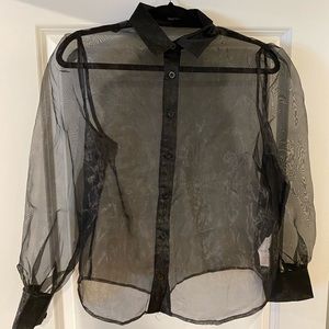 Sheer Black Button Down